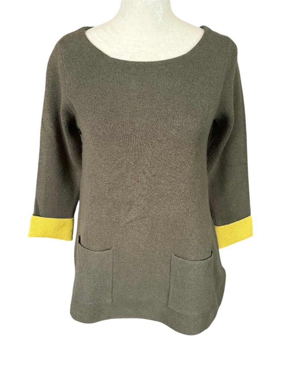 Cynthia Rowley women's olive green 3/4 sleeve stretchy pullover top size XS
